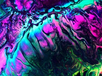 pink and green neon colors creative abstract hand painted background, marble texture, abstract ocean, acrylic painting on canvas. modern art. contemporary art.