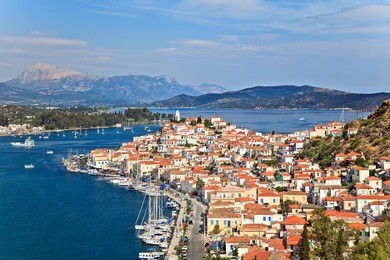 greek island poros at sunny day