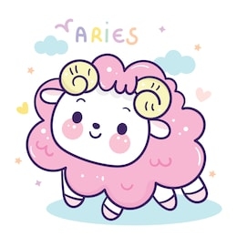 cute aries sagittarius cartoon horoscope love illustration doodle style, zodiac character sign vector, sheep as astrological symbol (kawaii character).nursery wall fairytales magic,hand drawn.perfect.
