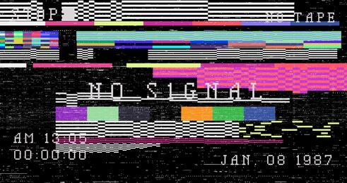 glitch camera effect. retro vhs background like in old video tape rewind or no signal tv screen. vaporwave/ retrowave style vector illustration.