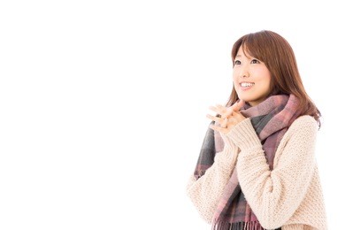 fashionable young asian woman on white background