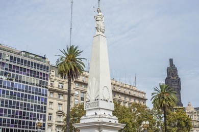 the piramide de mayo (may pyramid), on plaza de mayo square is the oldest national monument in the city of buenos aires, argentina.