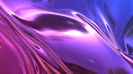 3d render beautiful folds of foil with gradient iridescent blue red color in full screen, as clean fabric abstract background. simple soft material with crease like waves on liquid surface. 37