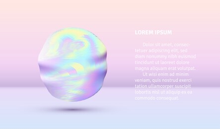 vibrant colored vaporwave styled abstract ball shape with holographic texture on violet and pink background. 90s styled hologram abstraction