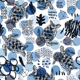 seamless pattern with sea turtles.