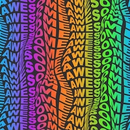 awesome warped rainbow words wavy type bold distorted 60s or 70s spectrum graphical motif. bright uppercase type font in motion trendy seamless repeat vector eps 10 pattern swatch.