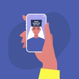 which character are you, online quiz, mobile entertainment, young asian female character playing an online social media game