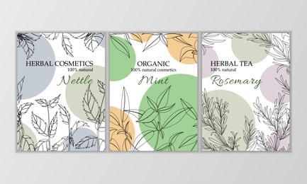 herbal cosmetics card template. modern illustration for design and web.