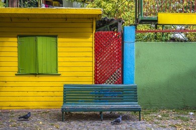 colorful houses at caminito street in la boca, buenos aires, argentina