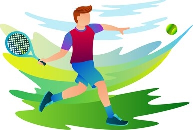 male tennis player playing in a tennis competition. illustration of male tennis player for a variety of graphic online needs