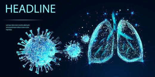 human lungs. sars disease, coronaviruses in the lung. the coronavirus causes the severe illness sars (severe acute respiratory syndrome). low poly wireframe style. vector