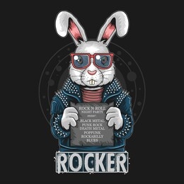 rabbit rock n roll bunny artwork vector