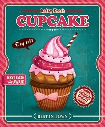 vintage cupcake poster design 
