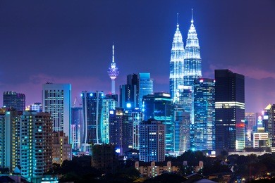 kuala lumpur skyline at night