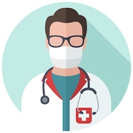 vector medical icon doctor. image doctor in mask and with stethoscope. avatar medic illustration in a flat style.