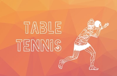 a professional woman table tennis player skillfully twists the ball. ping pong triangle polygonal athlete with space for racket sports flyer, poster, web, leaflet, magazine. vector illustration eps10