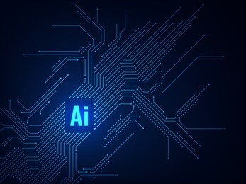 ai chipset. circuit board electronic artificial intelligence programming, digital microchip technology, futuristic databoard vector concept