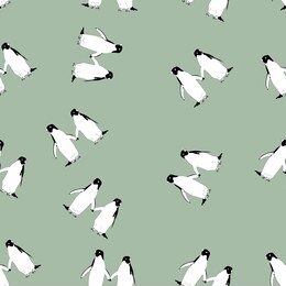 seamless pattern with  penguins animal illustration .vector card on color background 
