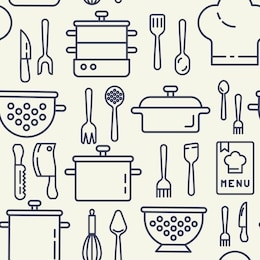 kitchen utensils icons pattern. kitchenware seamless background. seamless pattern vector illustration