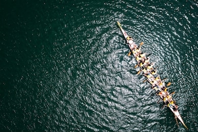 dragon boat from above. overhead view