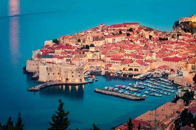 fantastic morning view of dubrovnik city. attractive summer seascape of adriatic sea, croatia, europe. beautiful world of mediterranean countries. traveling concept background.