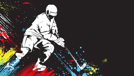 hockey player vecrot illustration on background.