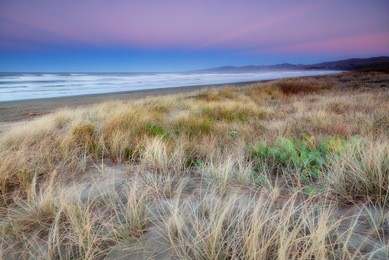 sunset at new brighton beach, christchurch new zealand,