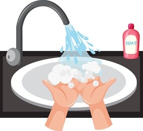 hand washing in the sink with soap illustration