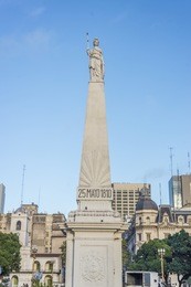 the piramide de mayo (may pyramid), on plaza de mayo square is the oldest national monument in the city of buenos aires, argentina.