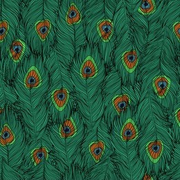 hand drawn seamless pattern with peacock's feathers