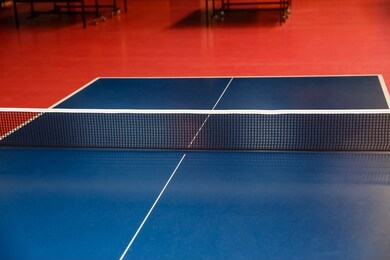 blue table for playing table tennis