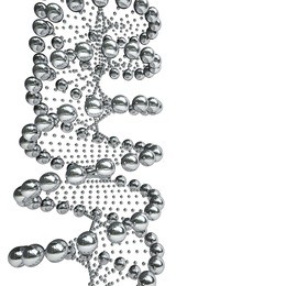 model of twisted chrome metal dna chain isolated on white background high resolution 3d 