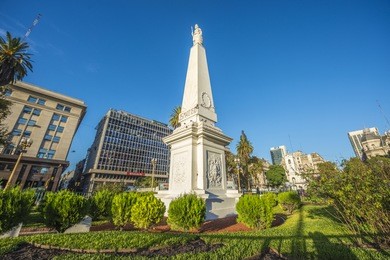 the piramide de mayo (may pyramid), on plaza de mayo square is the oldest national monument in the city of buenos aires, argentina.