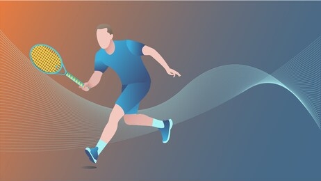 vector illustration with a tennis player. isolated sportsman. gradient background.