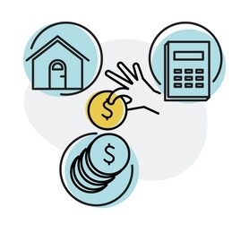 financial decisions - home loan planning - illustration as eps 10 file