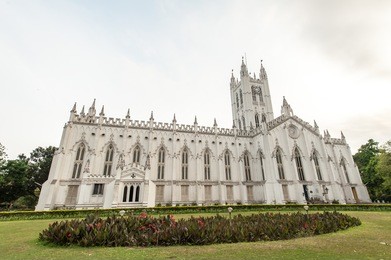 st pauls cathedral a famous landmark in the city of calcutta / kolkata, india