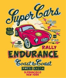 coast to coast rally - vector artwork for children wear in custom colors