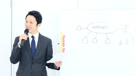 business seminor concept. young asian lecturer.