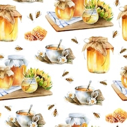 delicious beautiful seamless pattern with honey. watercolor illustration