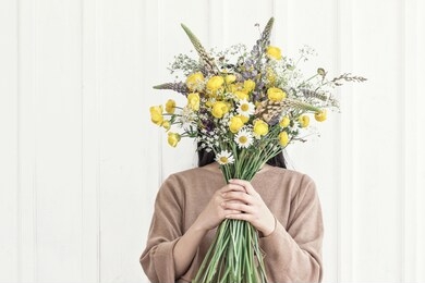 colorful flower arrangement at florist studio 