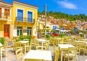 traditional restaurant in poros island in greece