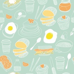 food seamless background. hand drawn vector pattern