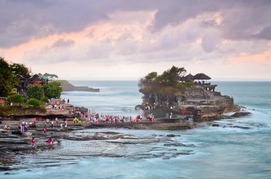 the tanah lot temple, the most important indu temple of bali, indonesia.