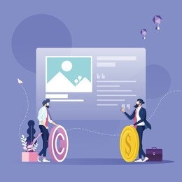 copyright images illustration concept-businessman sells images to customer