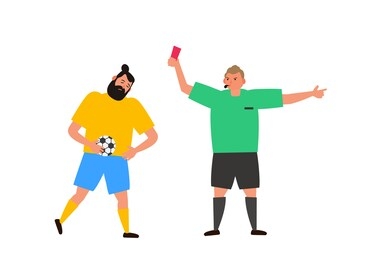 football referee showing red card to soccer player vector illustration