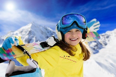 ski, winter fun - lovely skier girl enjoying ski holiday