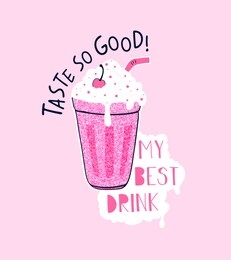 hand drawn milkshake element. vector illustration. hand drawing slogan.