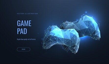 abstract image of gamepad for video games. low poly illustration. concept of computer games. zipper on background. vector.