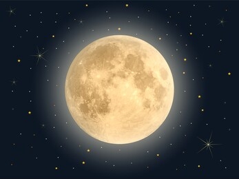 full moon with star , vector