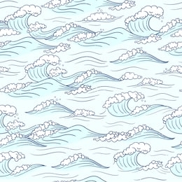 seamless vector pattern with realistic waves. design for backdrops with sea, rivers or water texture. repeating texture. japanese style.